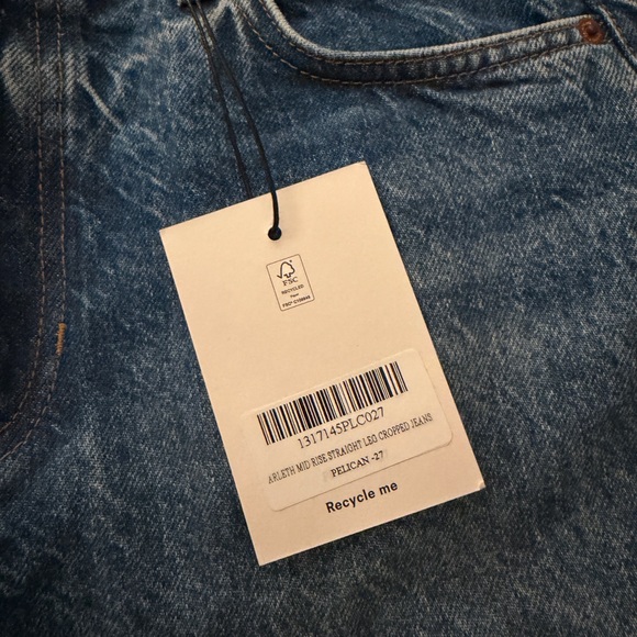 NWT: Reformation Arleth Mid Rose Straight Leg Cropped Jeans - Picture 4 of 5